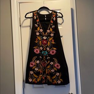 Black Dress With Hand-Embroidered Detailing